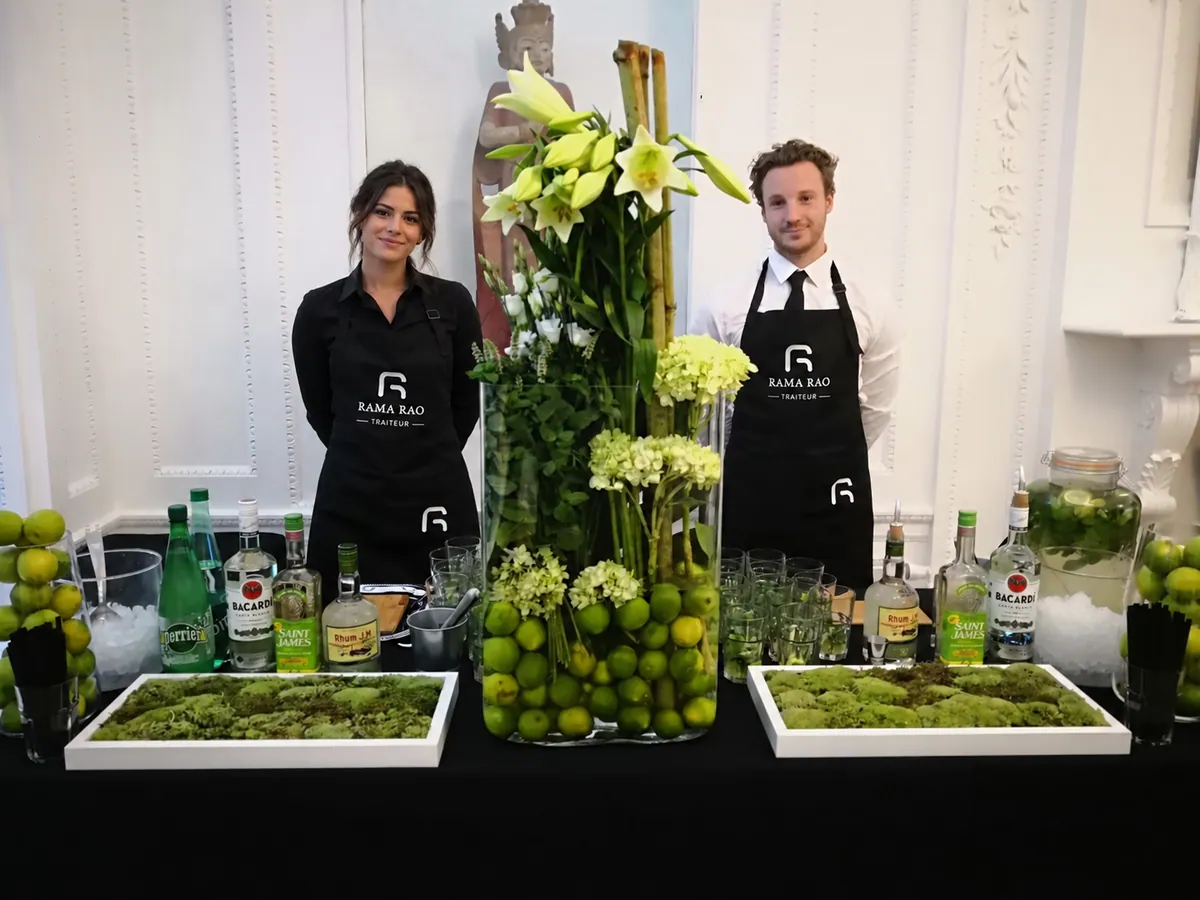Decorated cocktail bar with Rama Rao catering staff